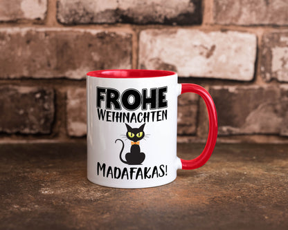 Frohe Weihnachten Madafakas! | Katze Tasse Vintage lustiger Spruch Geschenk