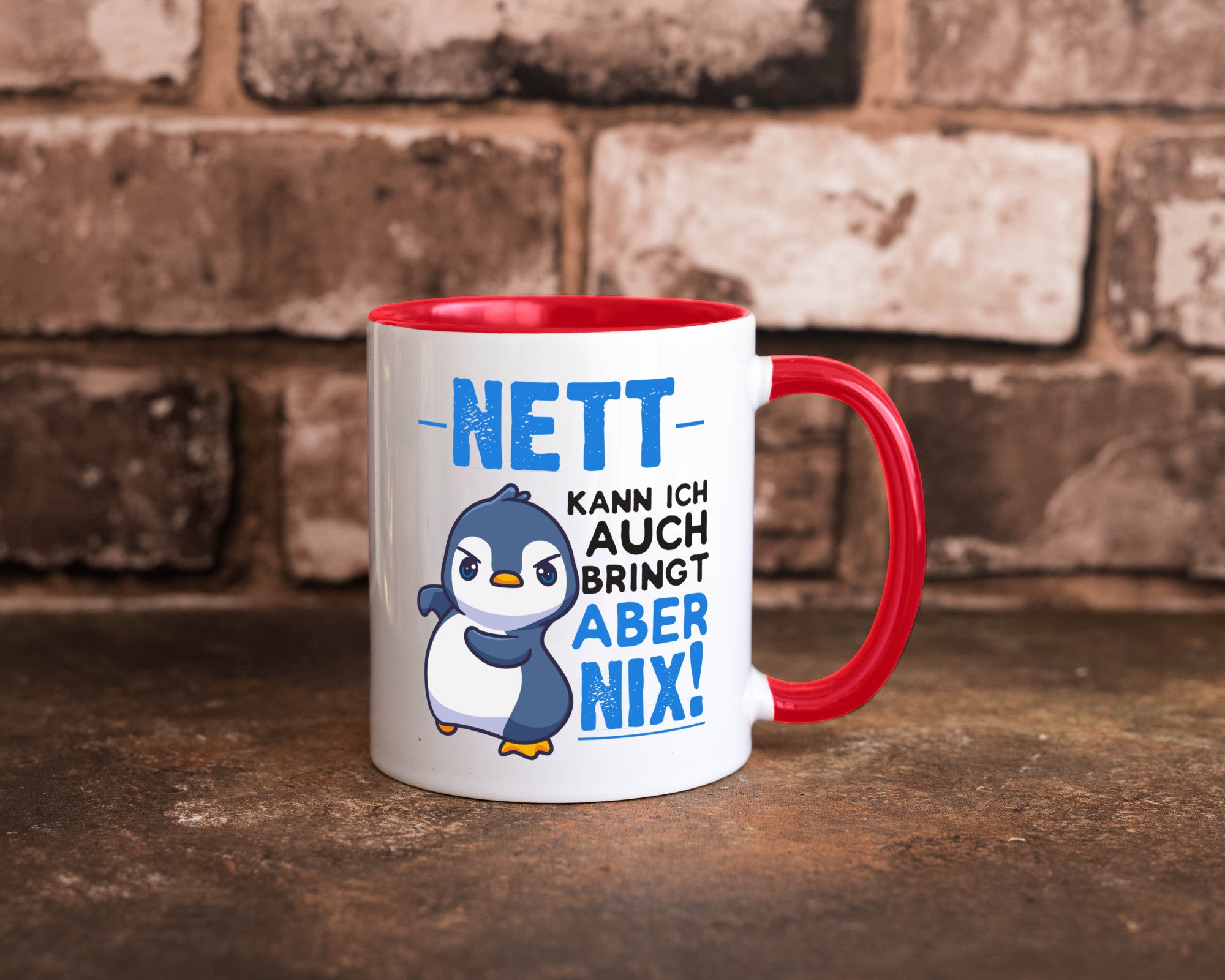 Nett kann ich auch | lustige Spruchtasse Pinguin Geschenk Humor Geschenkidee