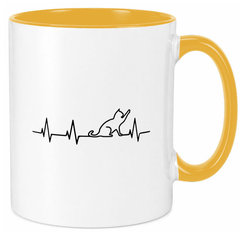 Katze Herzschlag | Katzenliebe Kater Katzenbesitzer lustig Tierliebhaber Humor Tasse
