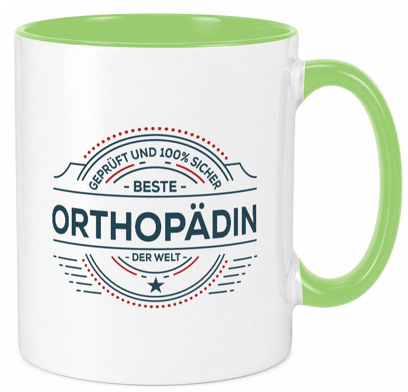 Geprüft und sicher: Orthopädin |Orthopädie Geschenk Humor Geschenkidee lustiger Tasse