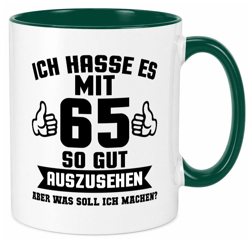 Gut aussehen mit 65 | Zahl Daumen hoch Geschenk Humor Geschenkidee lustiger Tasse