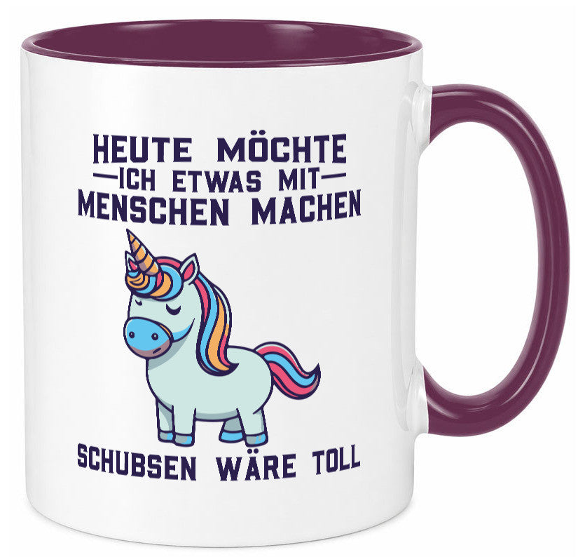 Heute möchte ich Menschen schubsen | Einhorn v2 Geschenk Humor Geschenkidee