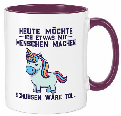 Heute möchte ich Menschen schubsen | Einhorn v2 Geschenk Humor Geschenkidee