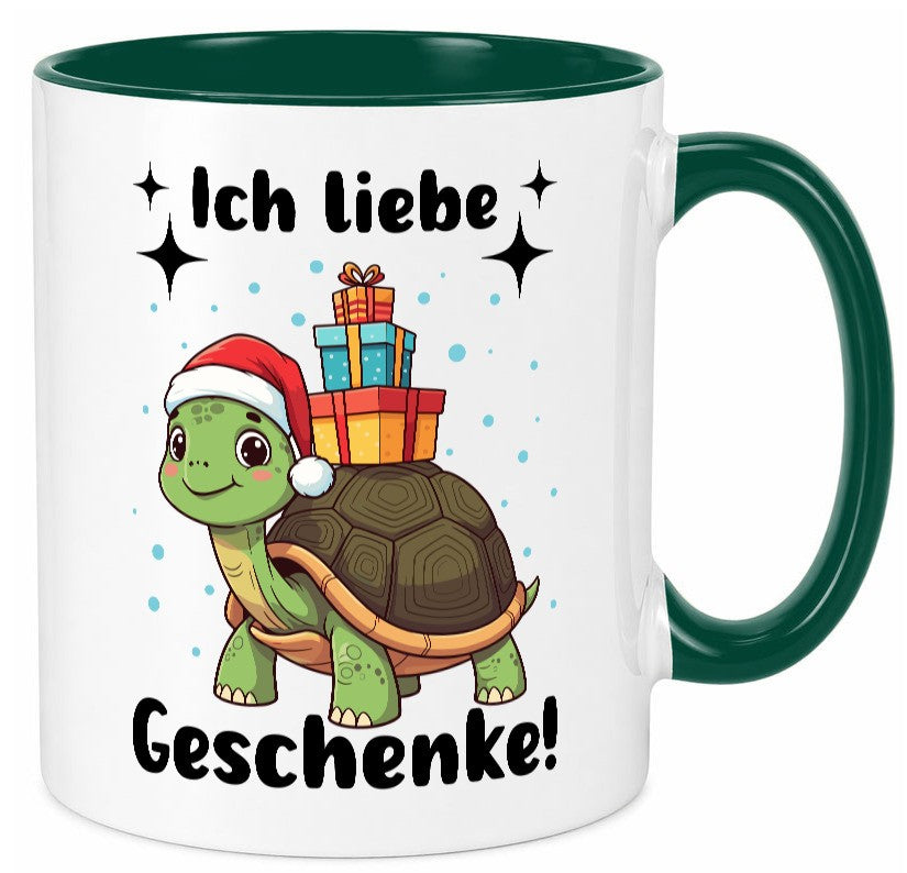 Ich liebe Geschenke | Weihnachtsschildkröte Geschenk Humor Geschenkidee Tasse