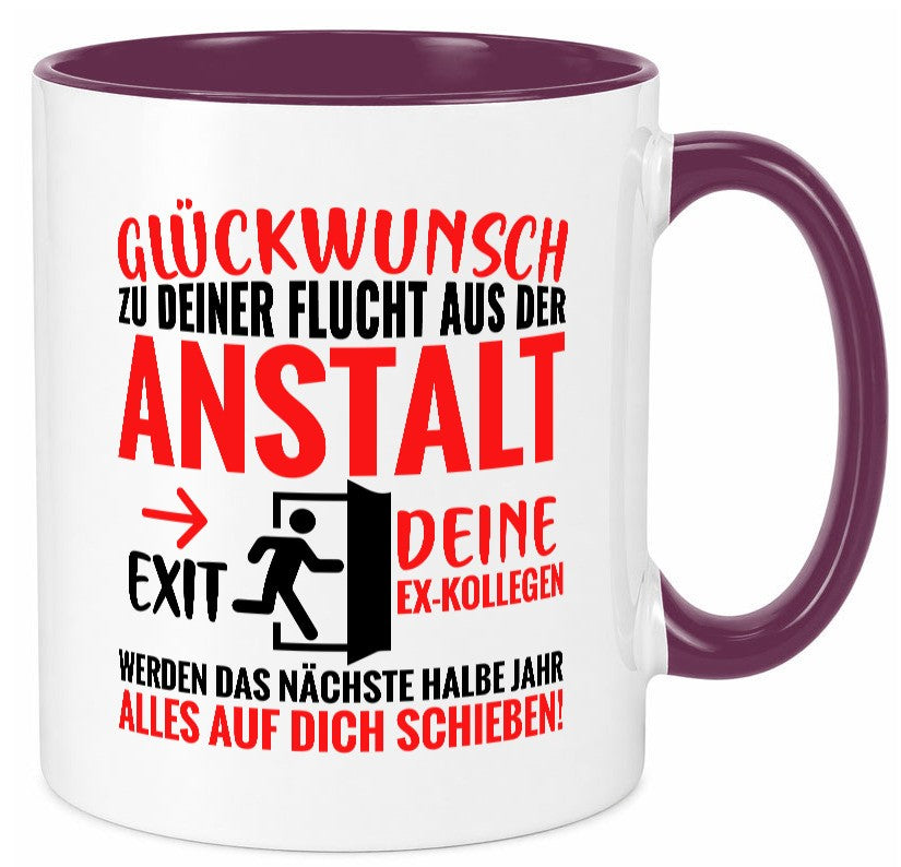 Glückwunsch zur Flucht | Abschied Arbeitskollegen Humor Arbeit Kollegen Büro Tasse