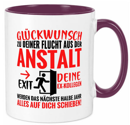 Glückwunsch zur Flucht | Abschied Arbeitskollegen Humor Arbeit Kollegen Büro Tasse