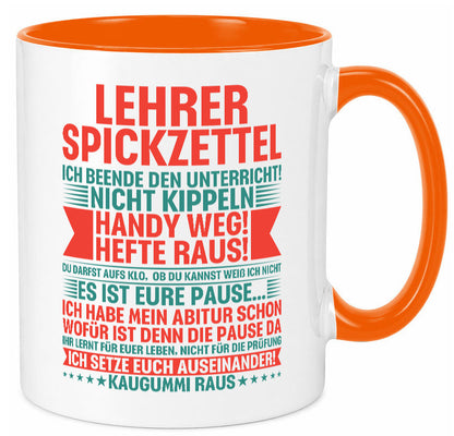 Lehrer Spickzettel | Beruf Tasse lustiger Spruch vl4 lustig Arbeit Kollegen