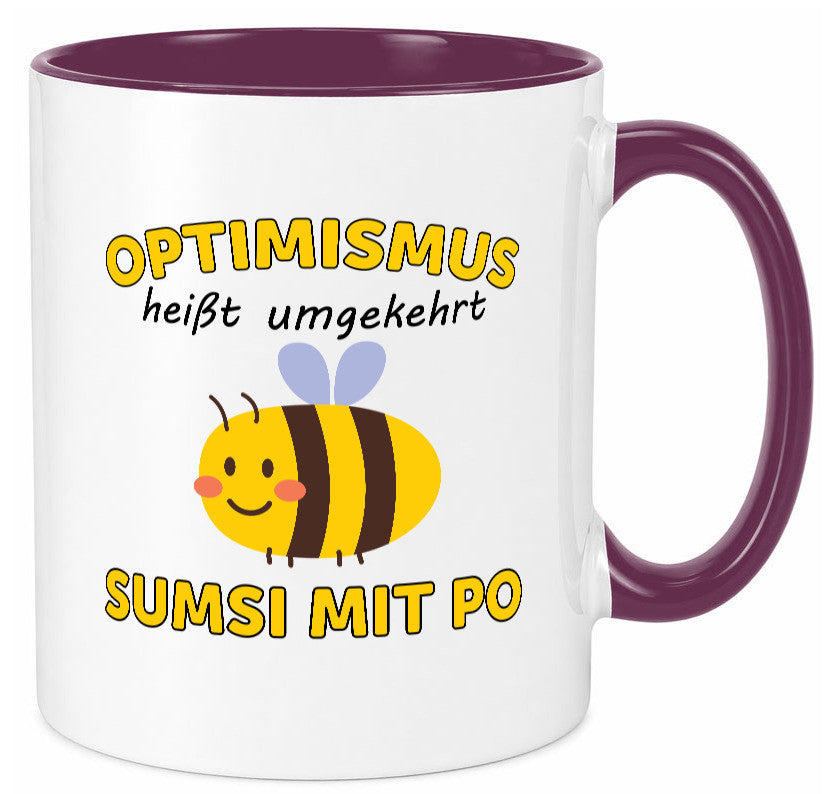 Optimismus umgekehrt Sumsi mit Po | Biene Zuversicht Geschenk Humor Tasse