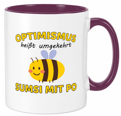 Optimismus umgekehrt Sumsi mit Po | Biene Zuversicht Geschenk Humor Tasse