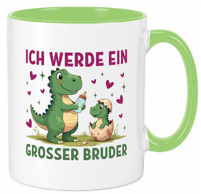 Ich werde ein Großer Bruder | Dino Dinosaurier lustiger Spruch Geschenk Humor Tasse