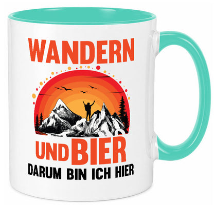 Wandern und Bier darum bin ich hier | lustiger Spruch Geschenk Humor