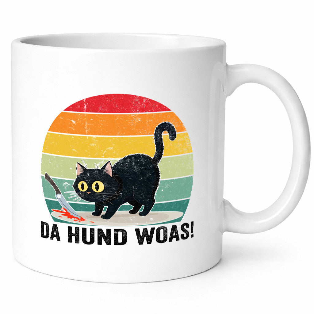 Da Hund woas | Retro Böse Katze mit messer Humor Tierliebhaber Geschenkidee