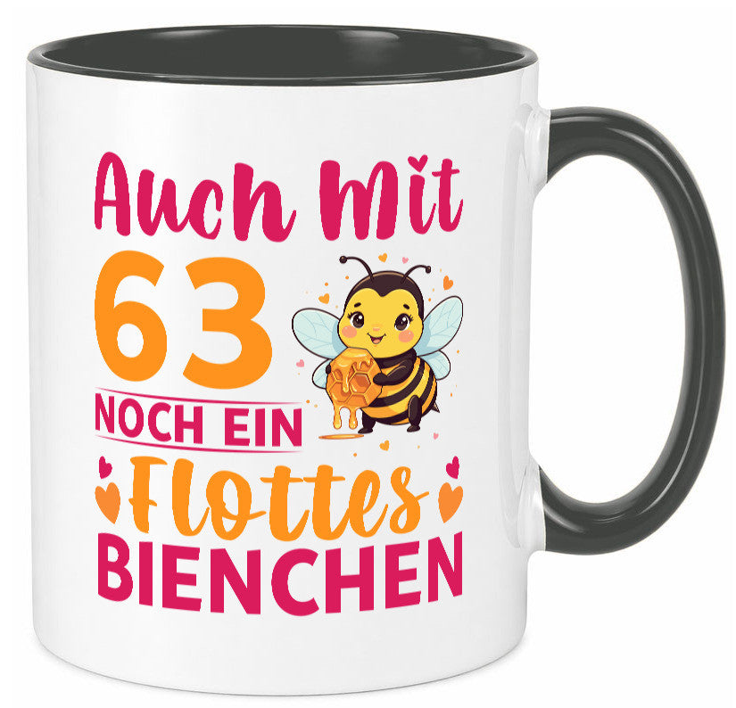 63. Geburtstag | Flottes Bienchen 63 Jahre lustiger Spruch Geschenk Tasse