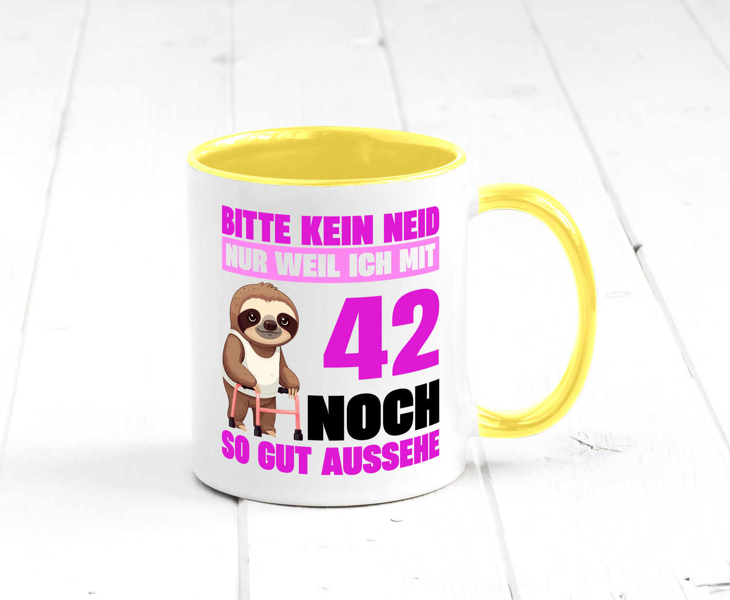 42. Geburtstag | Bitte kein neid Faultier 42 Jahre Geschenkidee Humor Tasse
