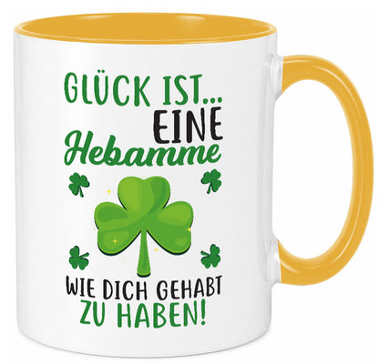 Hebamme Dankeschön | Dankes Tasse Kleeblätter Glück Humor Geschenkidee