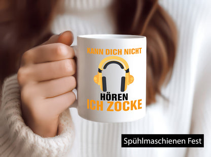 Kann dich nicht hören | Zocker Gamer Kopfhörer Nerd Humor Geschenkidee Tasse