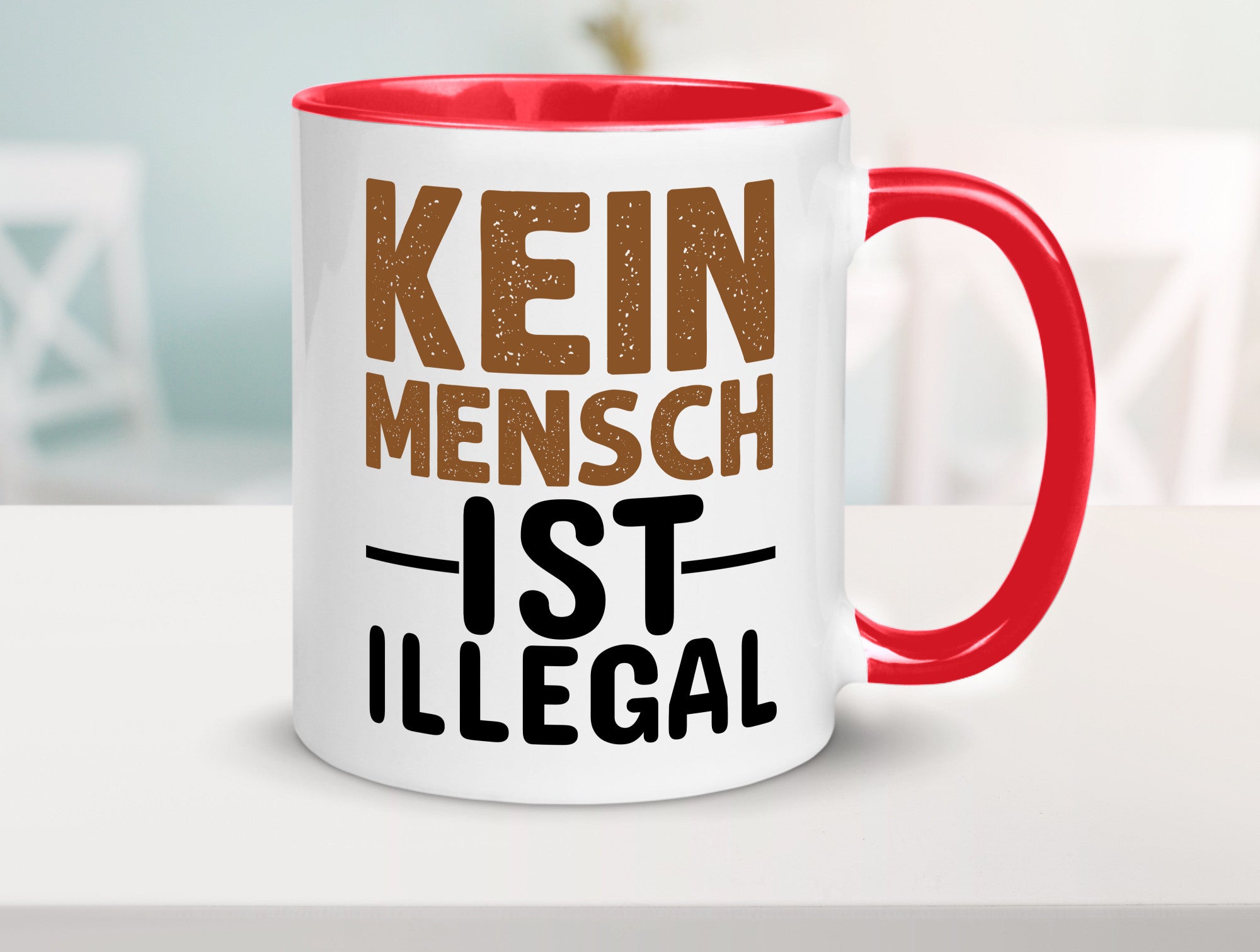 Kein Mensch ist illegal | Spruch Gleichberechtigung Humor Geschenkidee Tasse