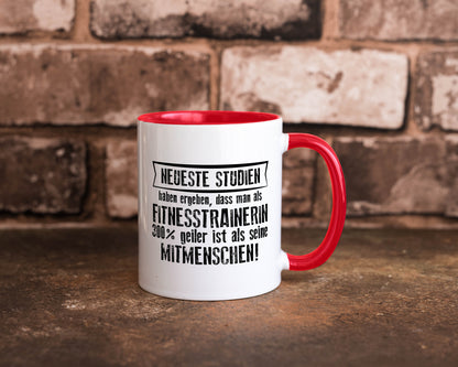 Neuste Studien: Fitnesstrainerin | Trainerin Sport lustig Humor Geschenkidee Tasse