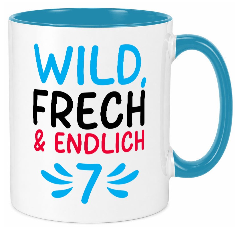 7. Geburtstag | 7 Jahre Wild &amp; Frech lustiger Spruch Geschenk Geschenkidee Tasse