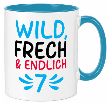 7. Geburtstag | 7 Jahre Wild &amp; Frech lustiger Spruch Geschenk Geschenkidee Tasse