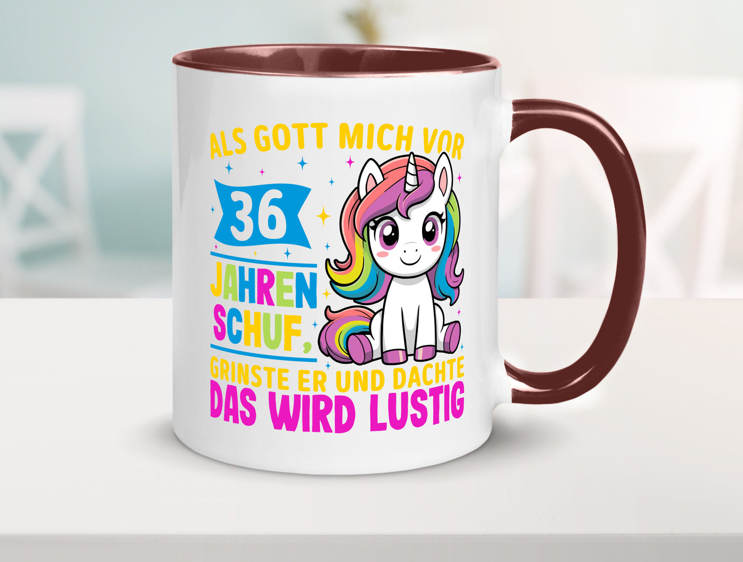 36. Geburtstag | Als Gott mich schuf 40 Jahre v2 Humor Geschenkidee Tasse
