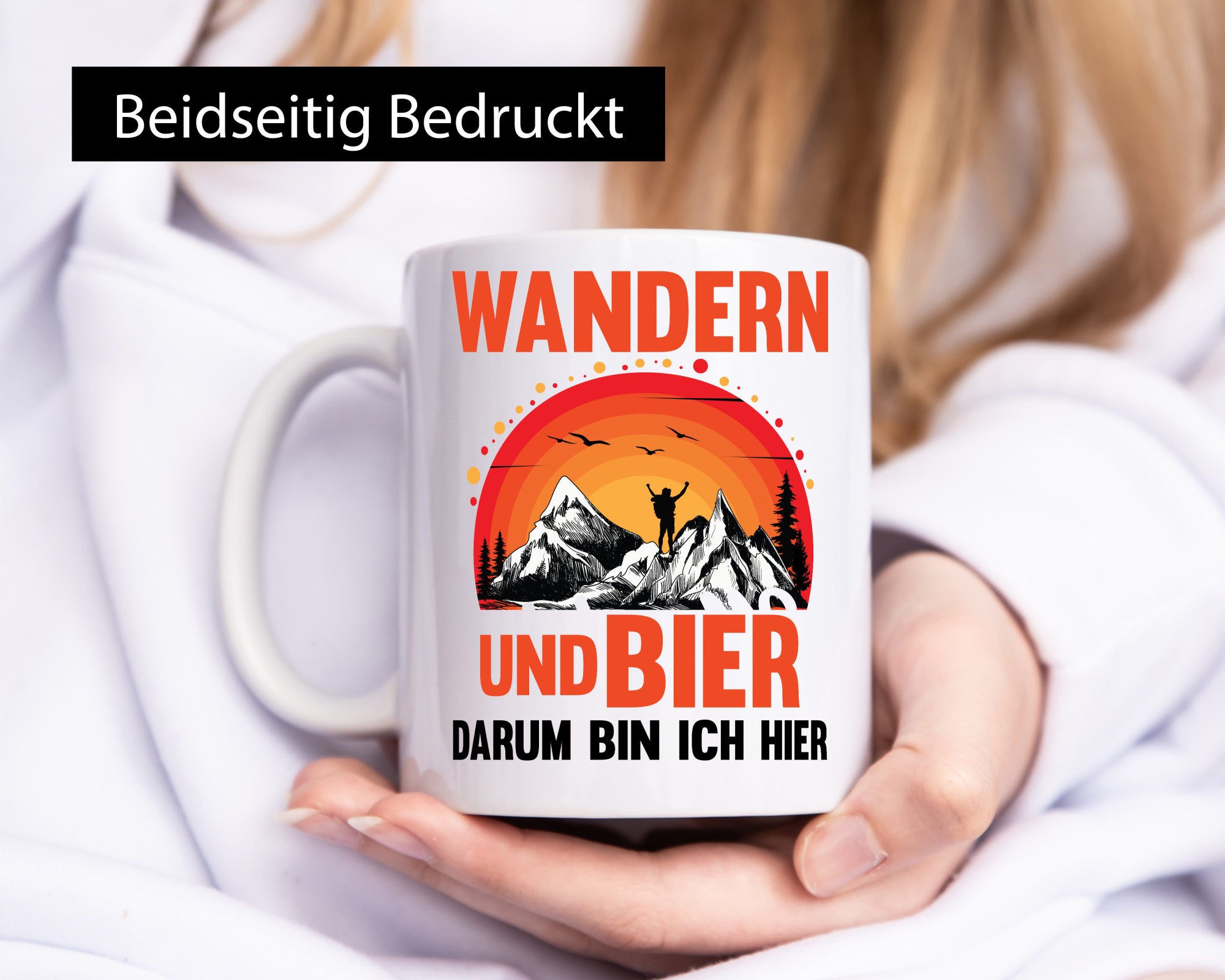 Wandern und Bier darum bin ich hier | lustiger Spruch Geschenk Humor