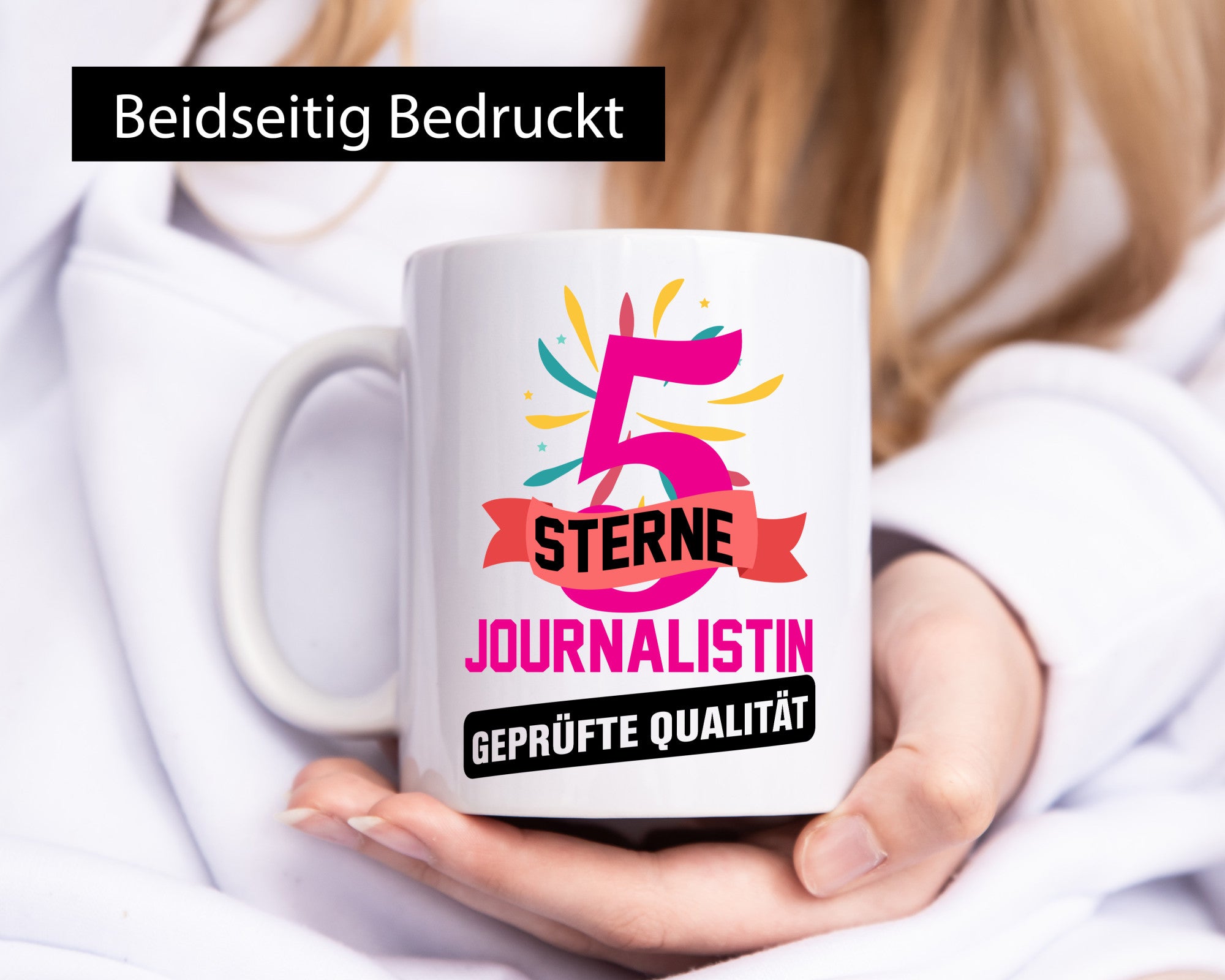 5 Sterne Journalist geprüfte Qualität Humor Geschenkidee Tasse