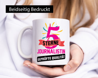 5 Sterne Journalist geprüfte Qualität Humor Geschenkidee Tasse