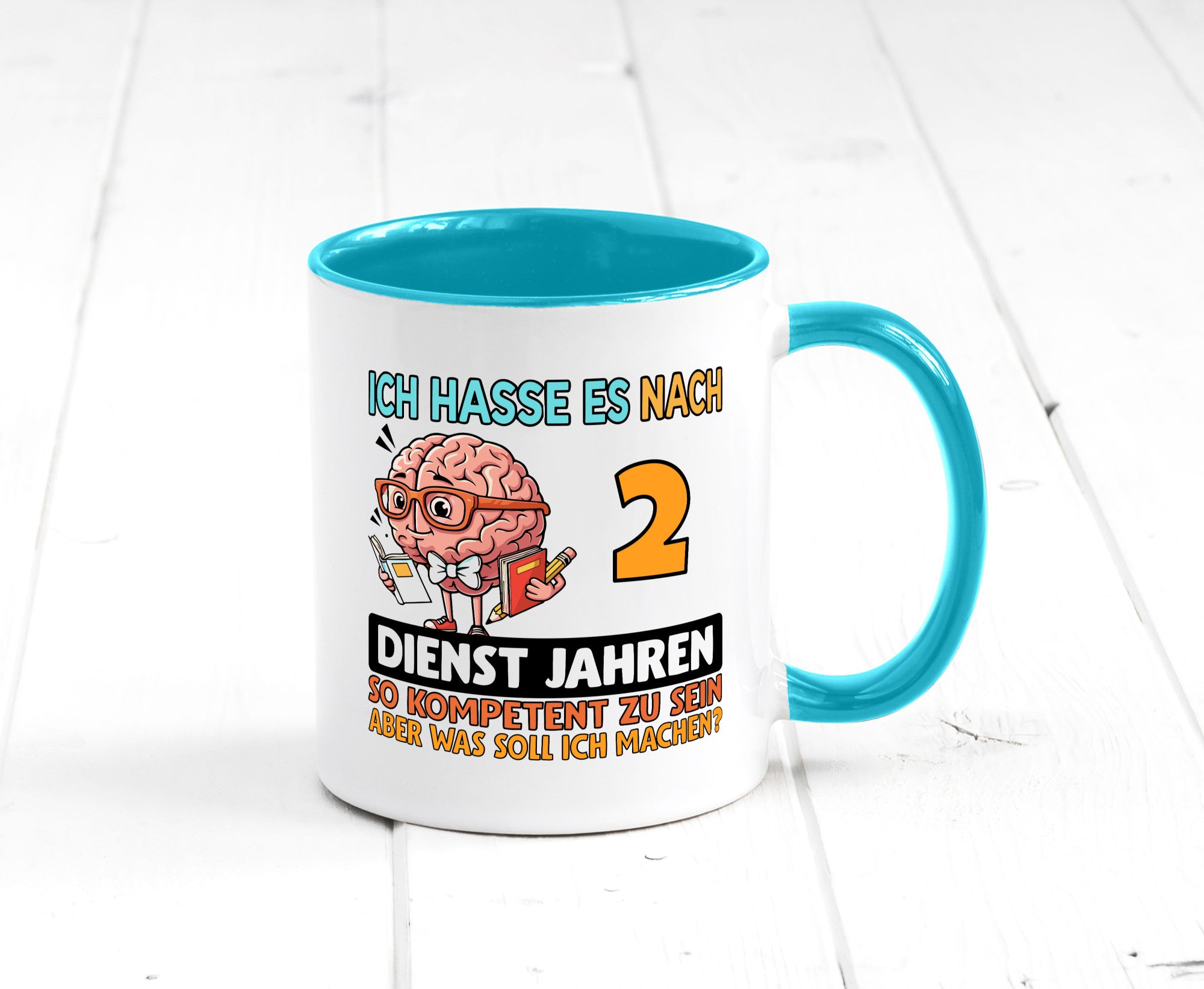 2 Dienstjahre | Arbeit Kompetent lustig Kollegen Büro Geschenk Tasse