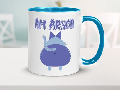 Am Arsch | Katzenmotiv Tasse Kollege Katzenbesitzer Geschenkidee Arbeit