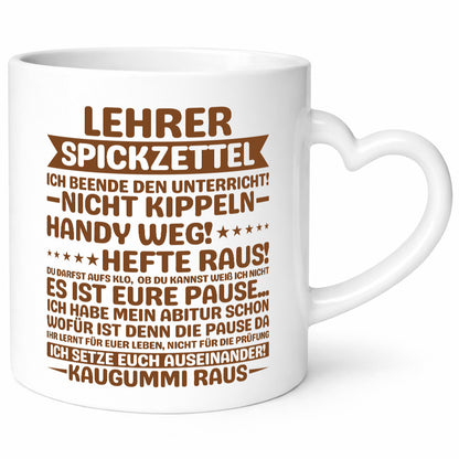 Lehrer Spickzettel | Beruf Tasse lustiger Spruch vl5 lustig Arbeit Kollegen