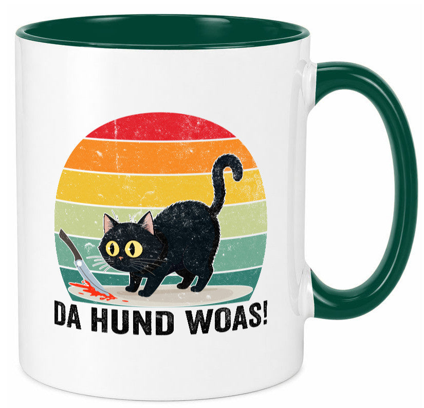 Da Hund woas | Retro Böse Katze mit messer Humor Tierliebhaber Geschenkidee Tasse