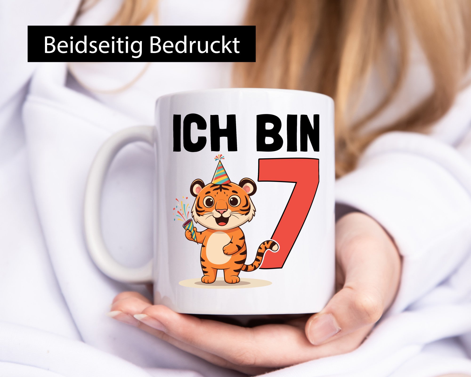 7. Geburtstag | 7 Jahre Tiger Geschenk Geschenkidee lustiger Spruch Tasse