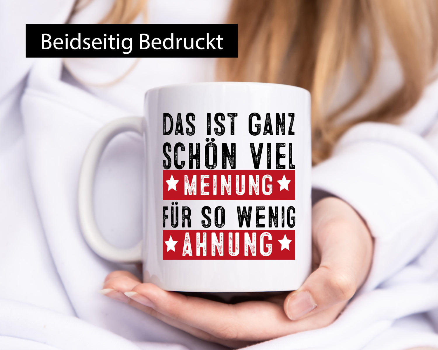 Viel Meinung Humor Geschenkidee Tasse