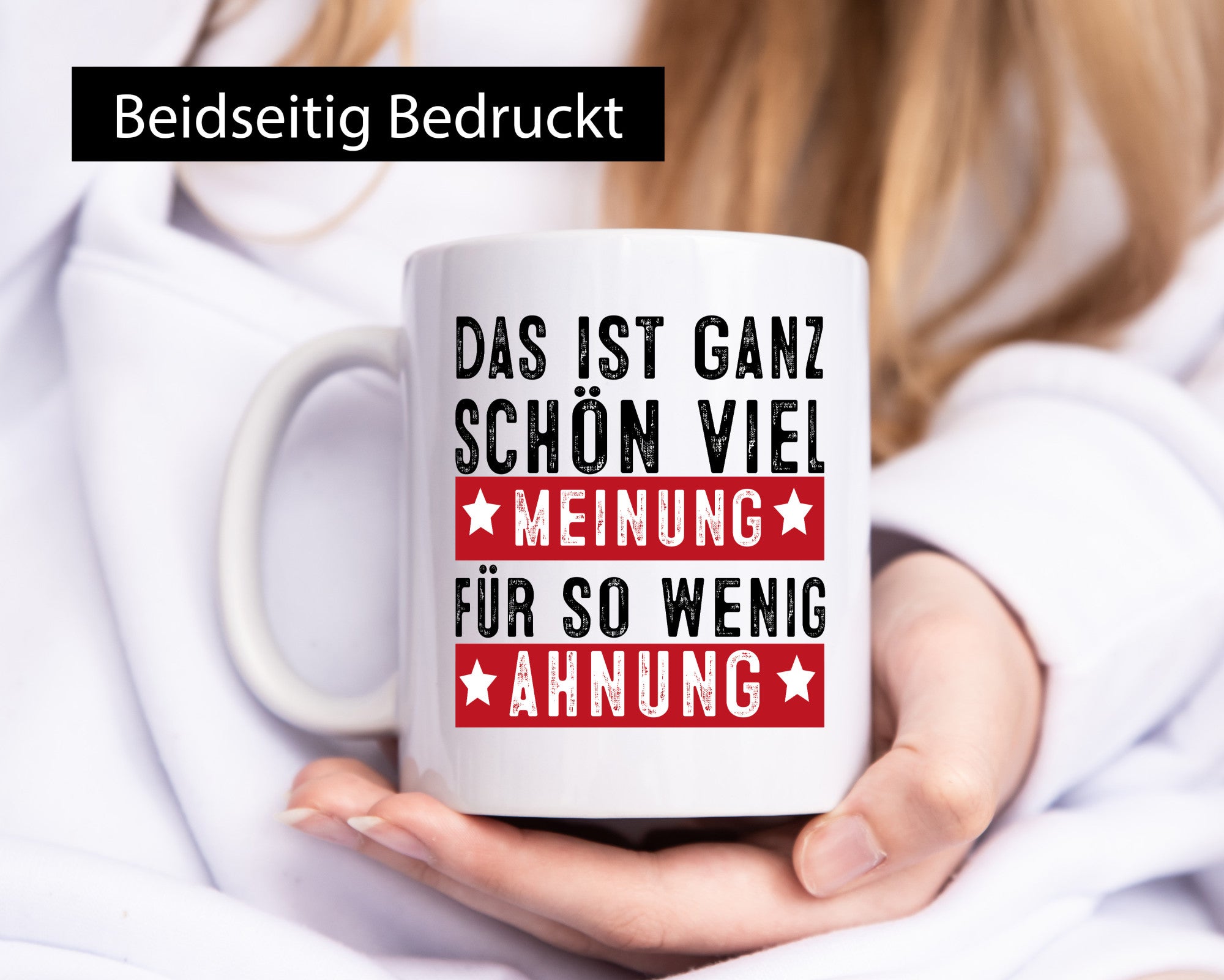 Viel Meinung Humor Geschenkidee Tasse