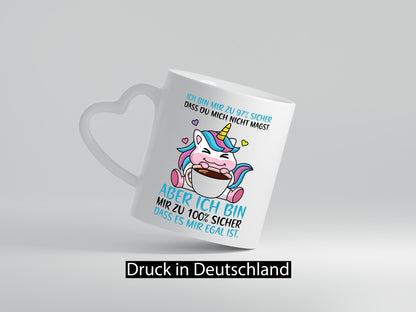 Zu 97% sicher | Einhorn mit Tasse Comic Selbstbewusst lustiger Spruch Geschenk