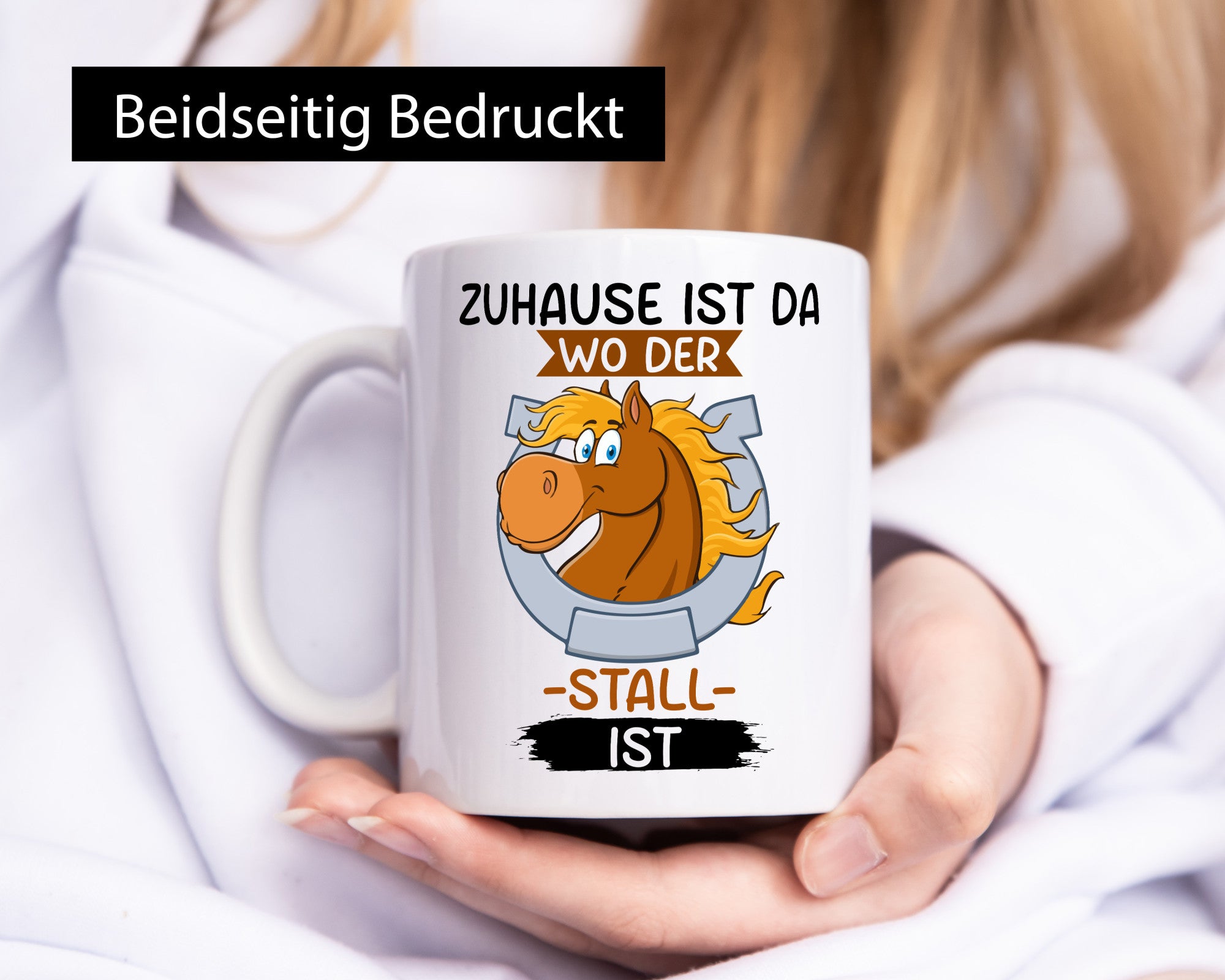 Zuhause ist da wo der Stall | Pferde Reiten Geschenkidee Humor Tasse