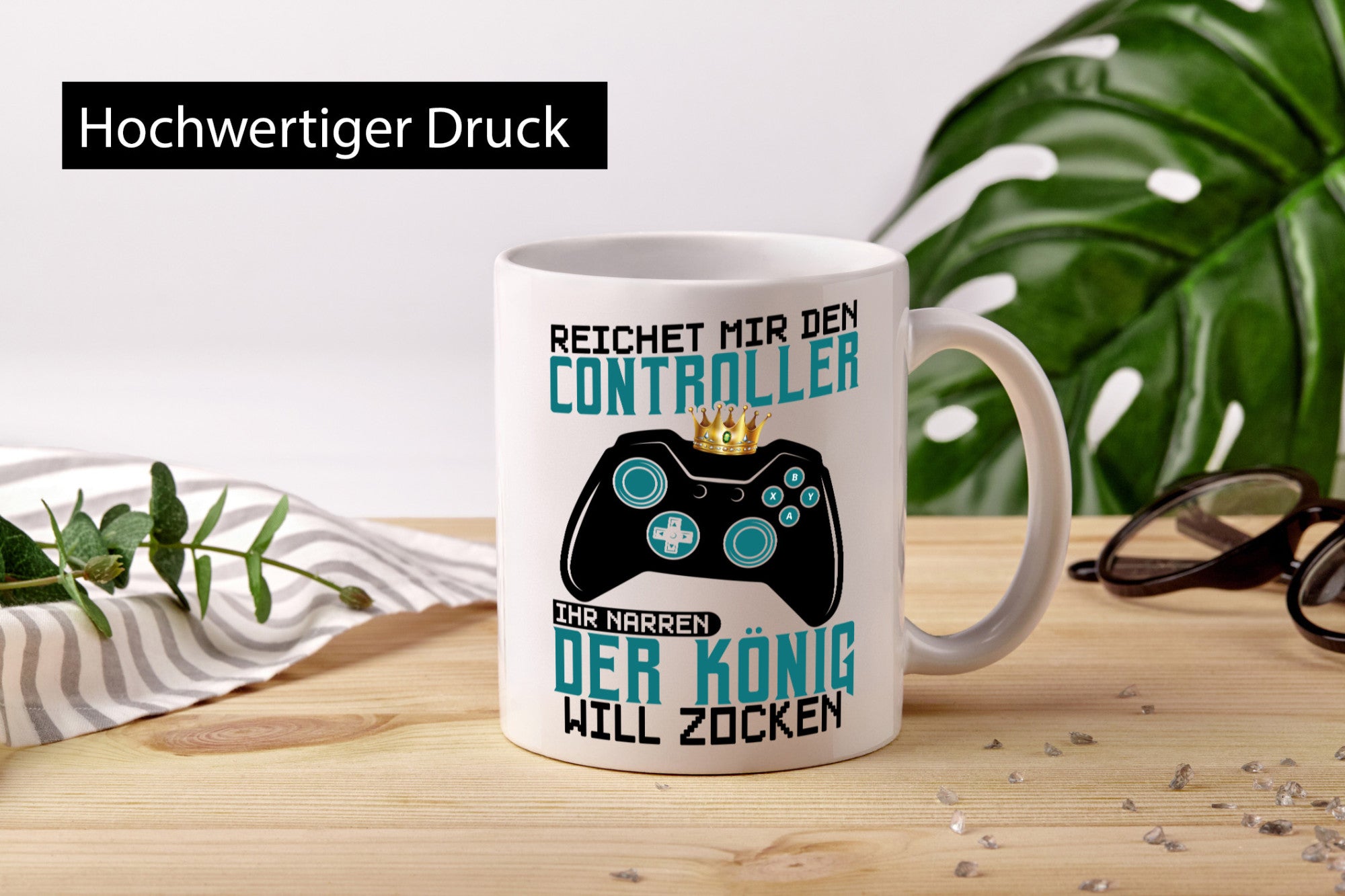 Der König will Zocken | Gamer lustiger Spruch Geschenk Humor Geschenkidee Tasse