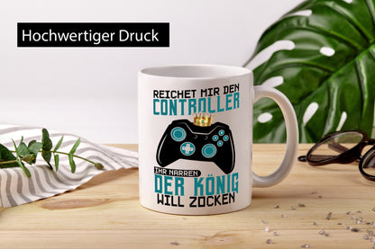 Der König will Zocken | Gamer lustiger Spruch Geschenk Humor Geschenkidee Tasse