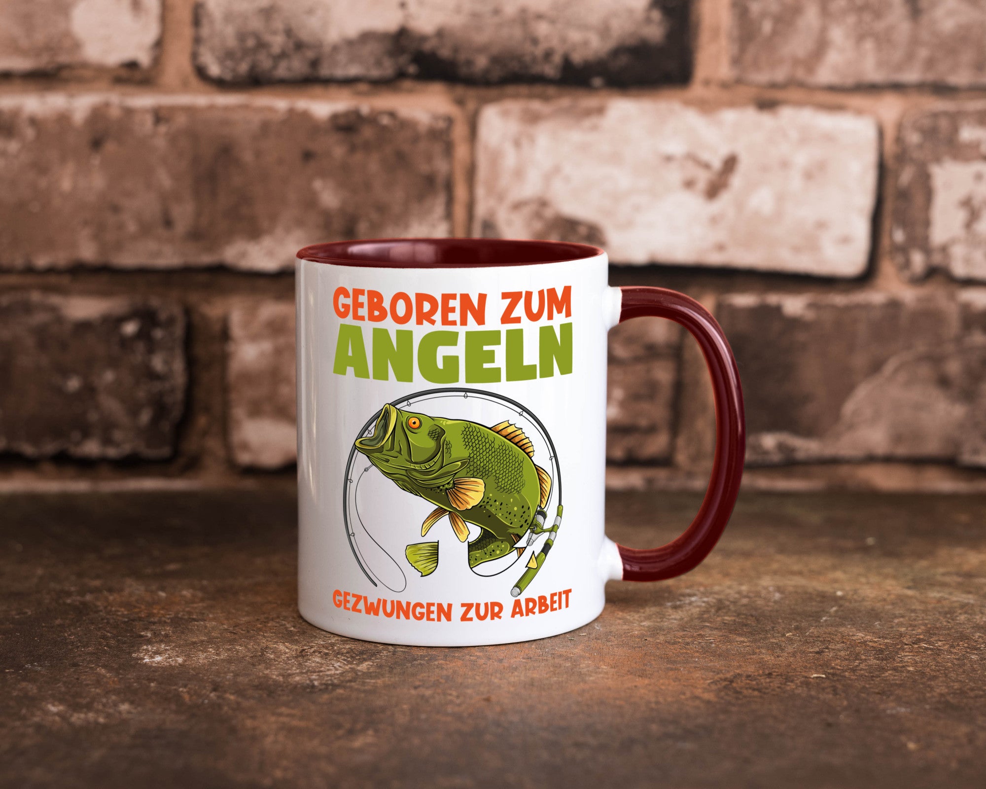 Geboren zum Angeln | Angler Tasse Fischer Spruch Humor Geschenkidee