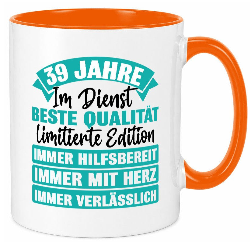 39 Jahre im Dienst | Jubiläum Arbeit Geschenkidee Kollegen Büro Humor Tasse