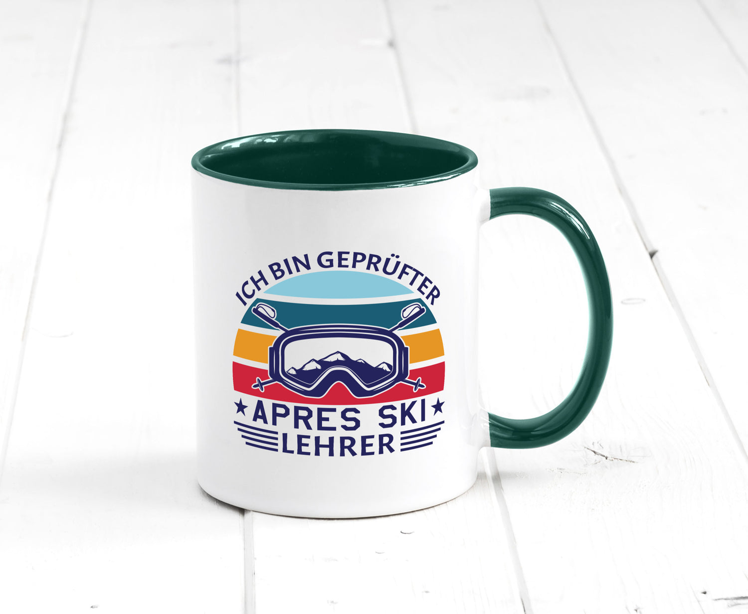 Geprüfter Apres Ski Lehrer | Ski-Brille Berge Ski-Stöck lustig Humor