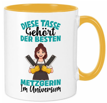 Im Universum: Metzgerin | Fleischerin Geschenk Humor Geschenkidee lustiger Tasse