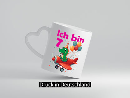 7. Geburtstag | 7 Jahre Drache Flugzeug Humor Geschenkidee Tasse
