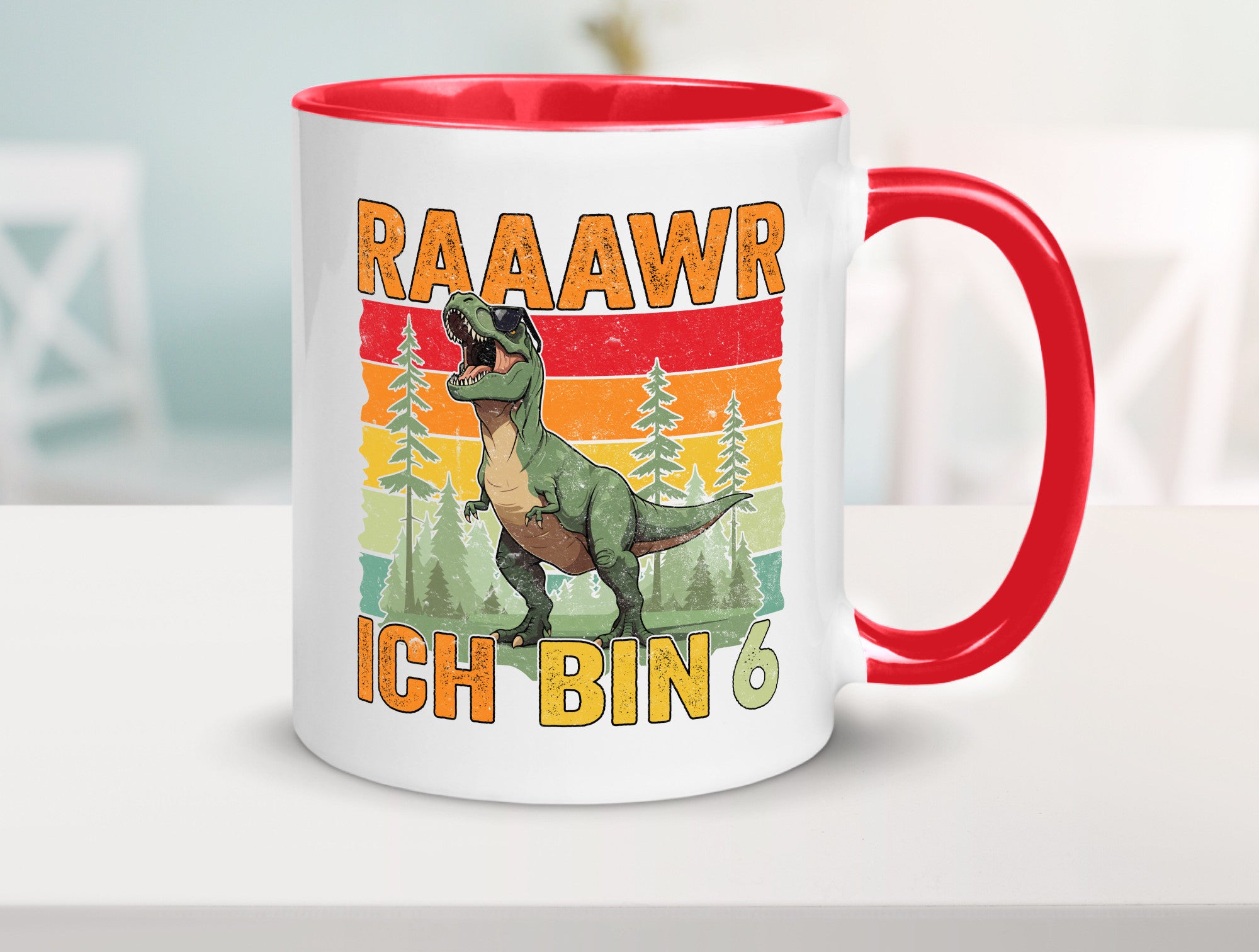 6. Geburtstag | 6 Jahre rarrrr ich bin Dinosaurier Humor Geschenkidee Tasse