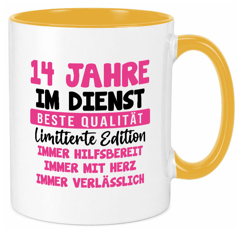 14 Jahre im Dienst | Jubiläum Arbeit v10 Geschenk Kollegen Büro lustiger Spruch Tasse