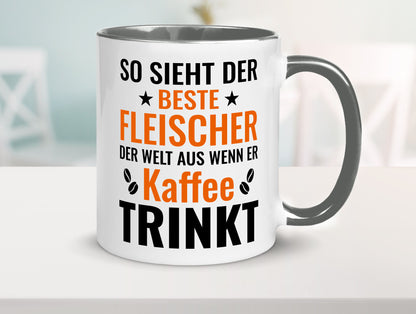 Kaffee trinkt: Fleischer | Schlachterei Humor Geschenkidee Tasse