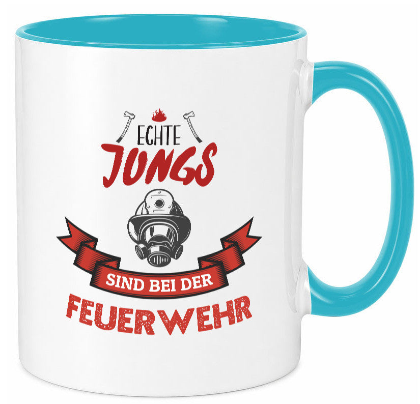 Echte Jungs sind bei der Feuerwehr | Feuerwehrmann lustiger Spruch Geschenk Tasse