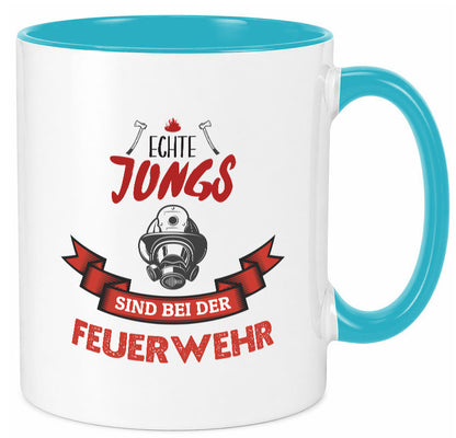 Echte Jungs sind bei der Feuerwehr | Feuerwehrmann lustiger Spruch Geschenk Tasse