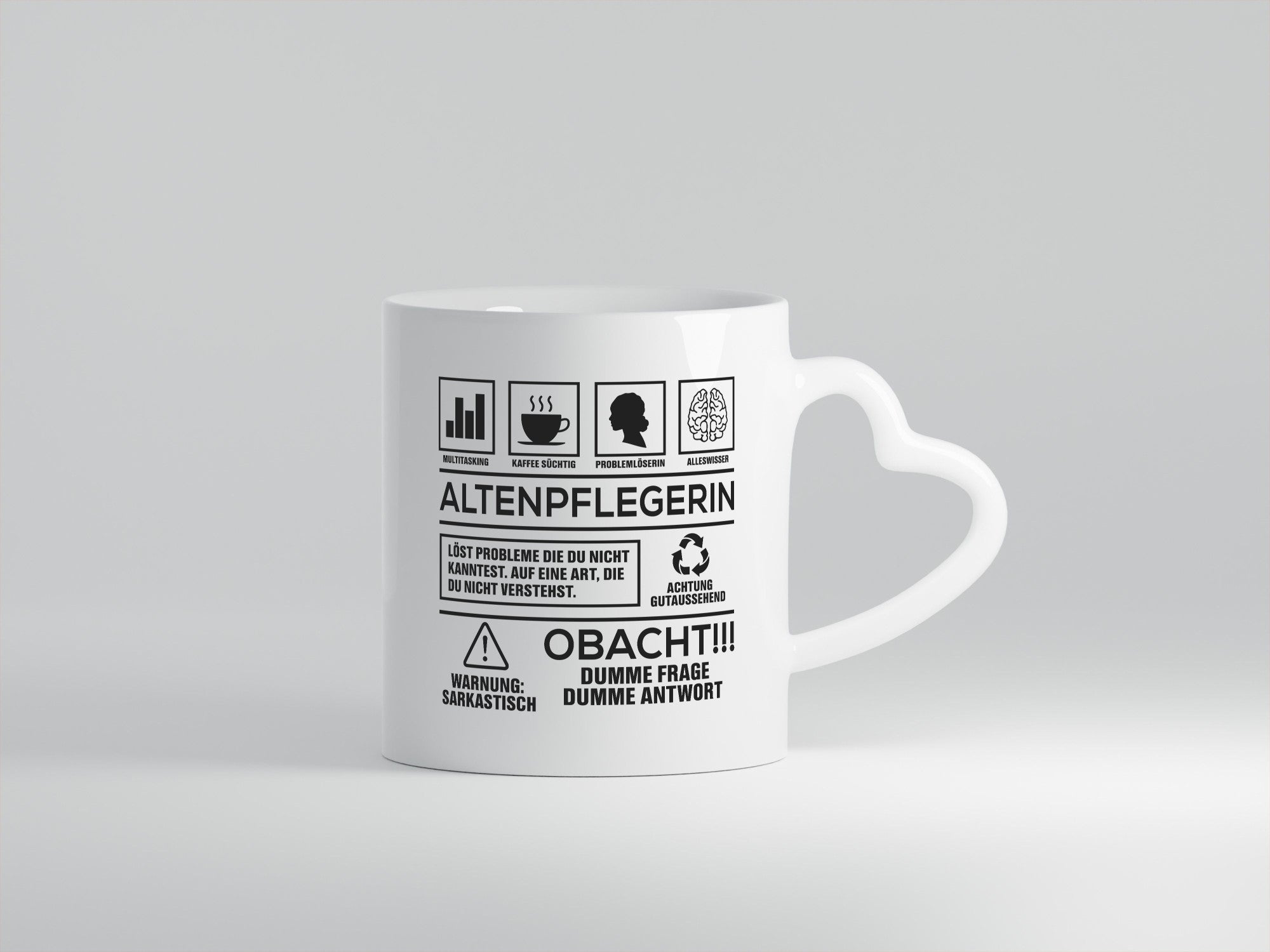 Achtung Probleme Altenpflegerin | Pflegepersonal Pflege Geschenkidee Humor Tasse